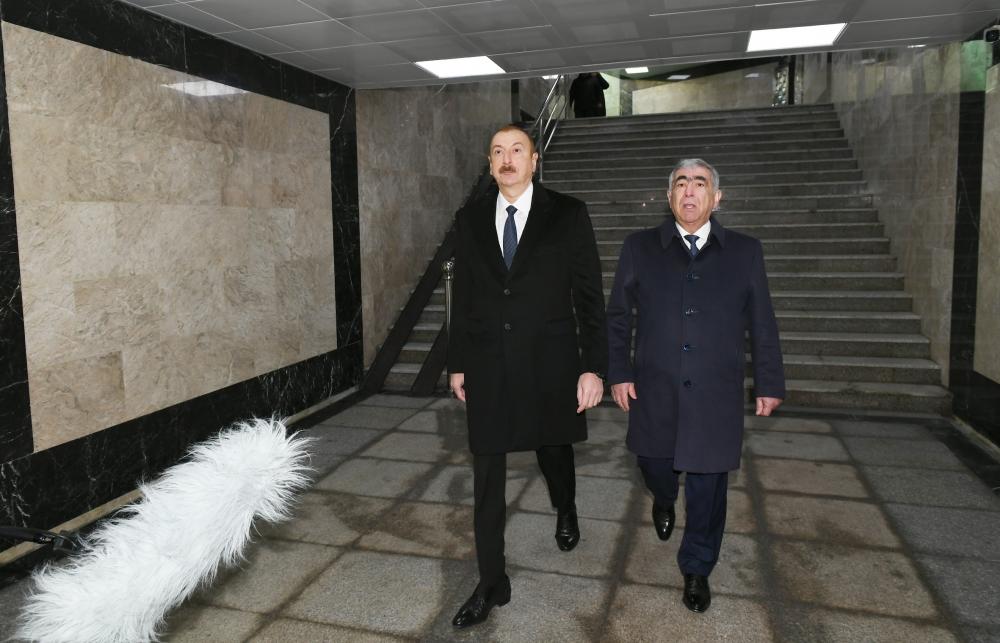 Президент Ильхам Алиев принял участие в открытии подземного пешеходного перехода на пересечении проспекта Гейдара Алиева и улицы Зеки Мамедова