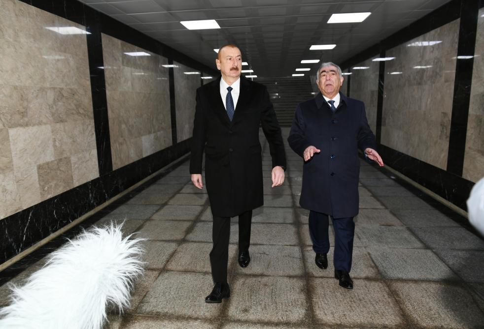 Президент Ильхам Алиев принял участие в открытии подземного пешеходного перехода на пересечении проспекта Гейдара Алиева и улицы Зеки Мамедова