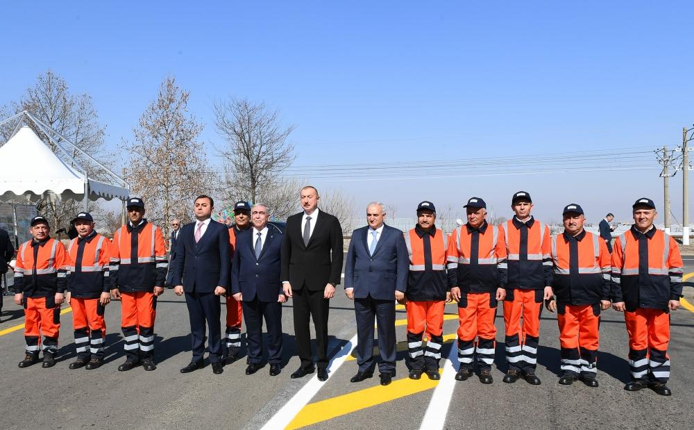 Президент Ильхам Алиев принял участие в открытии автомобильной дороги в Товузе после реконструкции