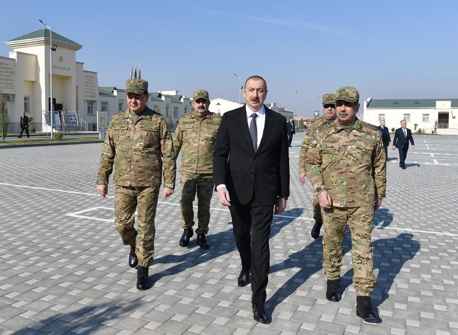 Президент Ильхам Алиев принял участие в открытии Н-ской воинской части Министерства обороны