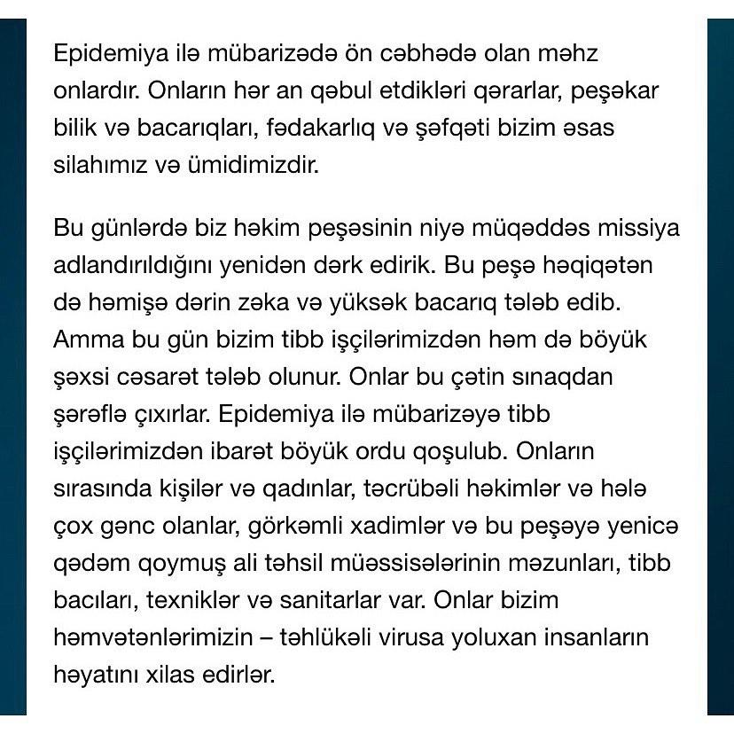 Первый вице-президент Мехрибан Алиева: Ежеминутные решения врачей, их профессиональные знания и навыки, их самоотверженность и сострадание – главное наше оружие и наша надежда