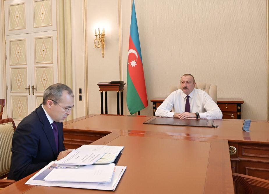 Prezident İlham Əliyev İqtisadiyyat nazirini qəbul edib