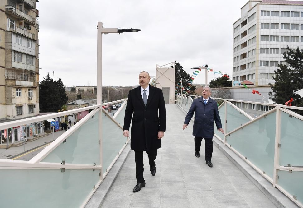 Prezident İlham Əliyev Bakı-Sumqayıt yolunun genişləndirilməsi çərçivəsində görülən işlərlə tanış olub, Moskva prospekti ilə 20 Yanvar küçəsinin kəsişməsindəki piyada keçidinin açılışında da iştirak edib