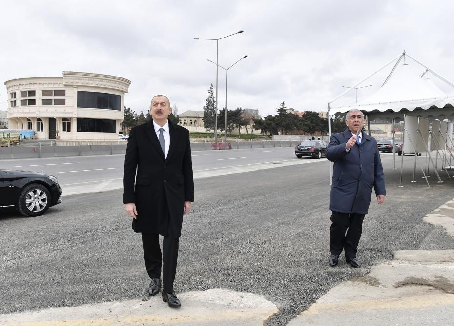 Prezident İlham Əliyev Bakı-Sumqayıt yolunun genişləndirilməsi çərçivəsində görülən işlərlə tanış olub, Moskva prospekti ilə 20 Yanvar küçəsinin kəsişməsindəki piyada keçidinin açılışında da iştirak edib