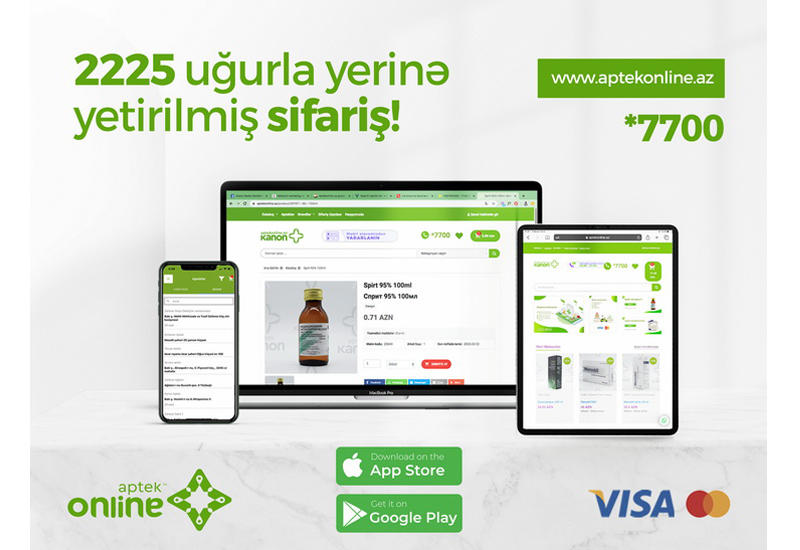 Aptekonline.az xidməti artıq 2225 sifarişi uğurla yerinə yetirmiş və ünvanlara çatdırmışdır