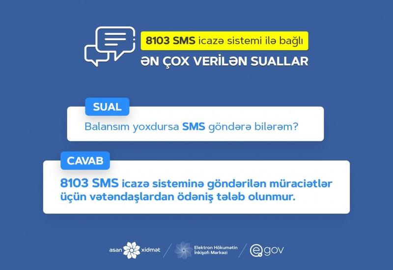 8103 SMS icazə sistemi ilə bağlı ən çox verilən sualların cavabları