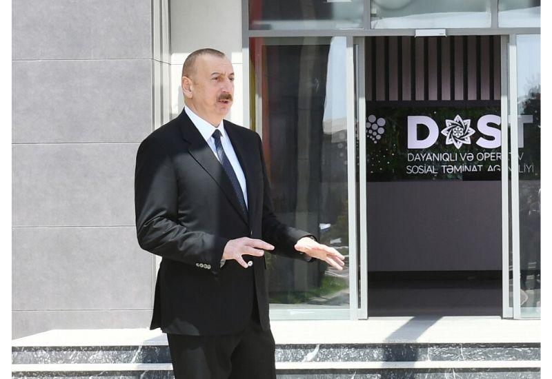 Президент Ильхам Алиев: Начало функционирования центров DOST – наглядное проявление работы, проводимой в социальной сфере, осуществляемых реформ