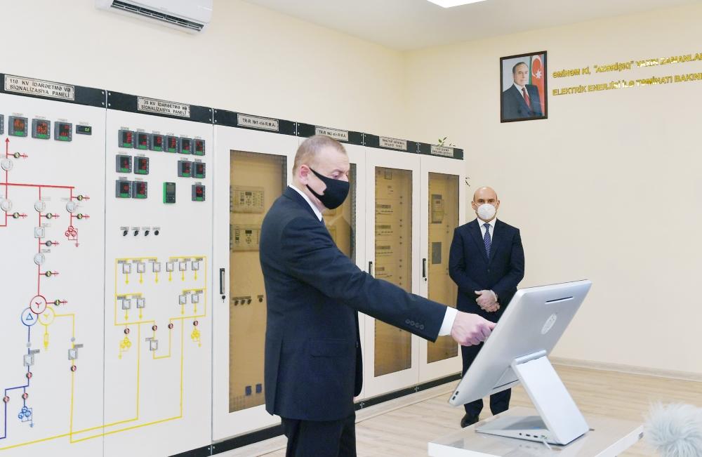 Президент Ильхам Алиев принял участие в церемонии сдачи в эксплуатацию реконструированной электроподстанции «Агджабеди-2»