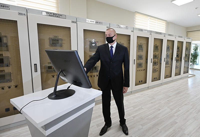 Президент Ильхам Алиев принял участие в открытии подстанции "8-й км" в Низаминском районе Баку после реконструкции