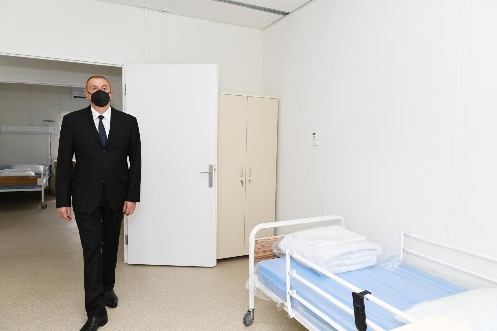 Президент Ильхам Алиев ознакомился с условиями, созданными в больнице модульного типа в Габале