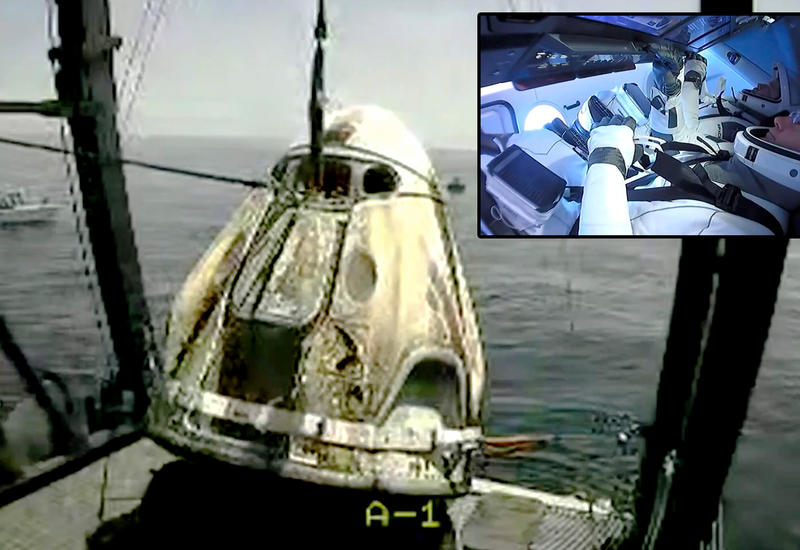 Кадры приводнения Crew Dragon у побережья США