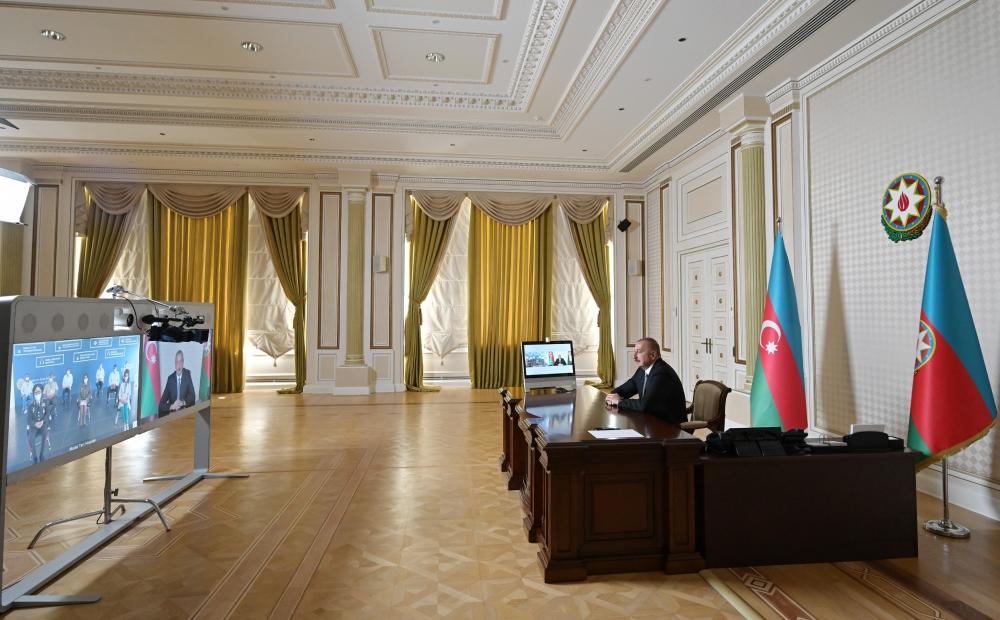 Президент Ильхам Алиев принял участие в видеоформате в открытии очередного госпиталя модульного типа для лечения больных коронавирусом