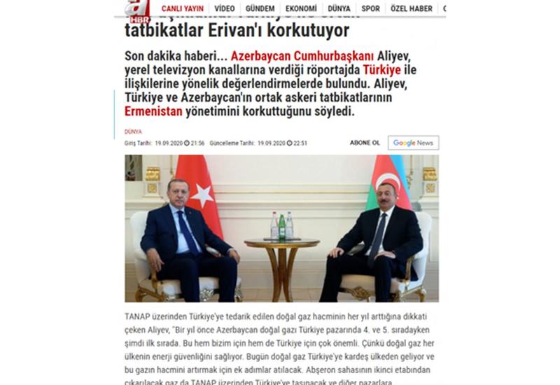 Xarici KİV-lər Prezident İlham Əliyevin yerli televiziya kanallarına müsahibəsini geniş işıqlandırıb