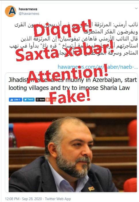 Diqqət! Düşmən tərəfindən yayılan saxta xəbərlərə İNANMAYIN!