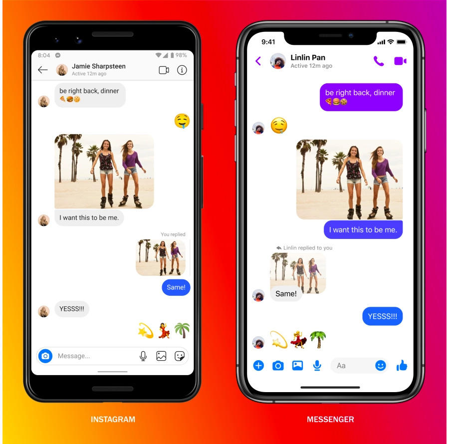 Facebook объединил чаты Messenger и Instagram