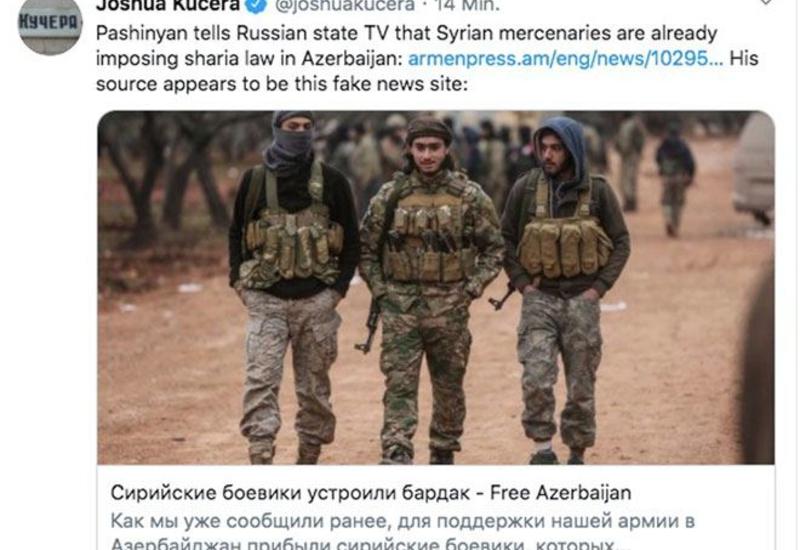 Американский журналист разоблачил лживость заявления Пашиняна о т.н. «присутствии сирийских боевиков в рядах ВС Азербайджана»