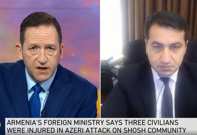 Hikmət Hacıyev Gəncəyə raket hücumu ilə bağlı “Al Jazeera” kanalına müsahibə verib