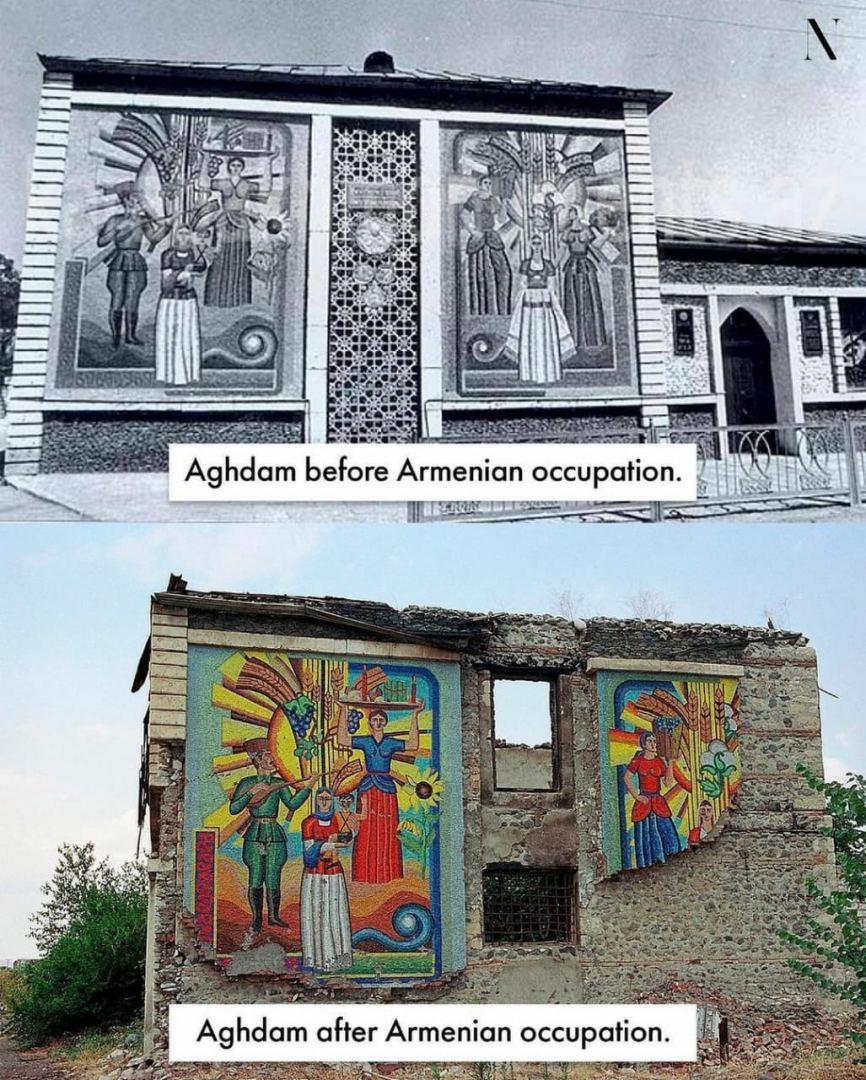 Ağdam erməni vandalizmindən əvvəl və sonra