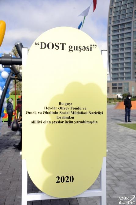Əlilliyi olan şəxslər və sağlamlıq imkanları məhdud uşaqlar üçün açıq havada “DOST Guşəsi” idman-əyləncə sahəsi istifadəyə verilib