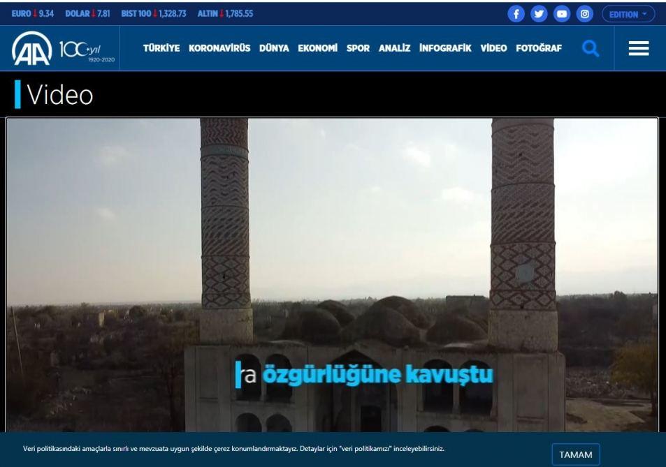 Агентство "Анадолу" опубликовало видеоматериалы из Агдамского района
