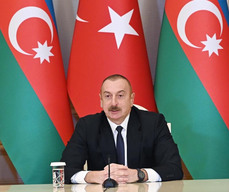 Президенты Азербайджана и Турции выступили с заявлениями для печати