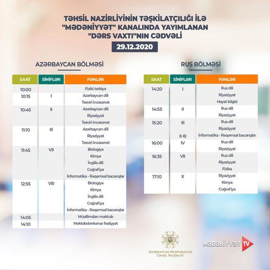 Расписание телеуроков на 29 декабря