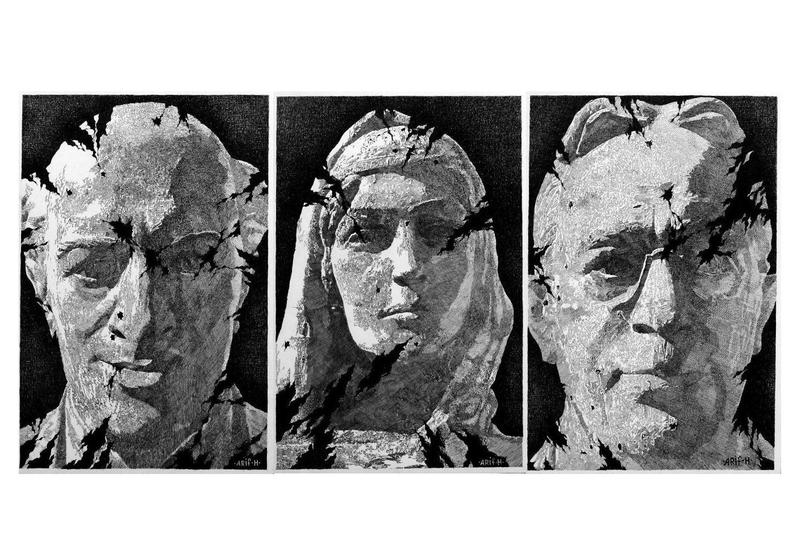 Триптих Арифа Гусейнова - расстрелянные бюсты выдающихся личностей, возвращенные в Шушу