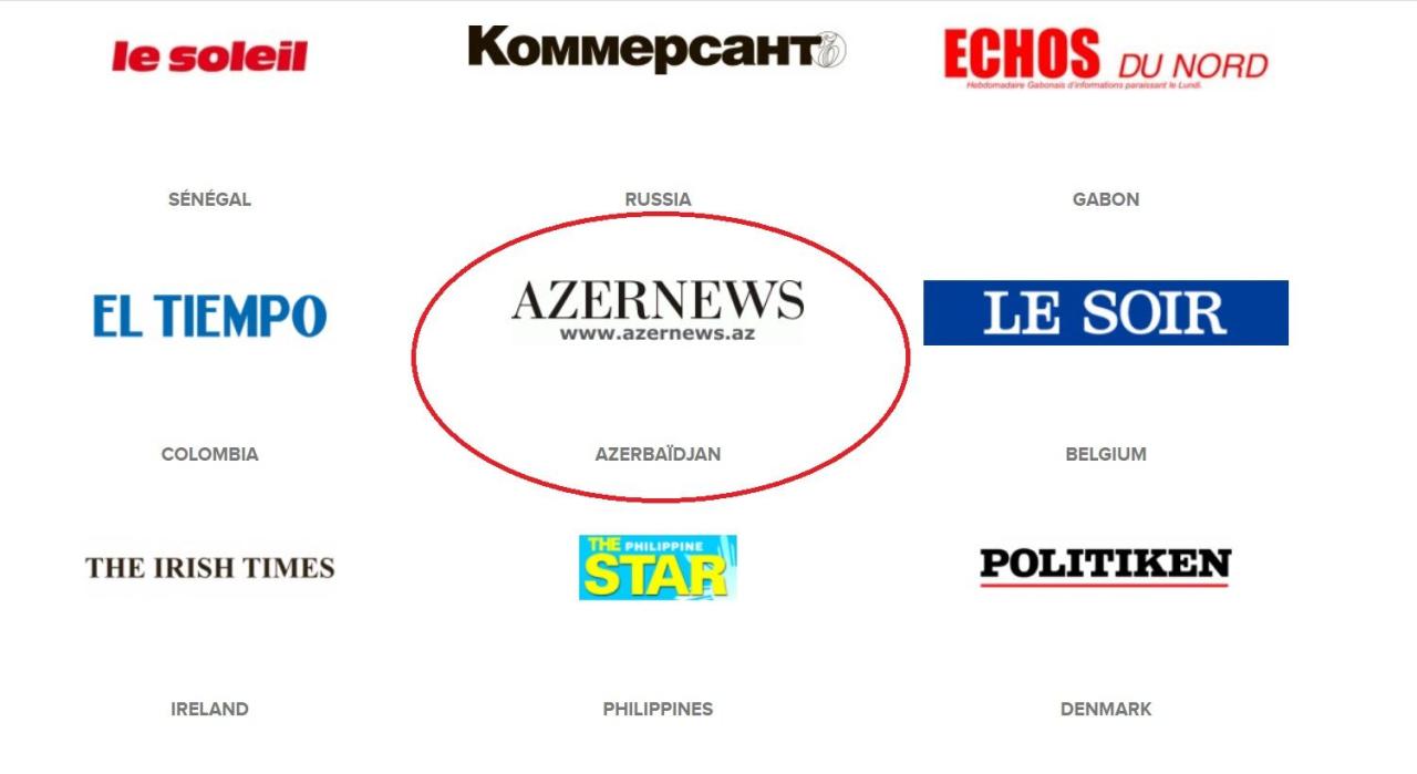 Azernews в числе ведущих газет мира