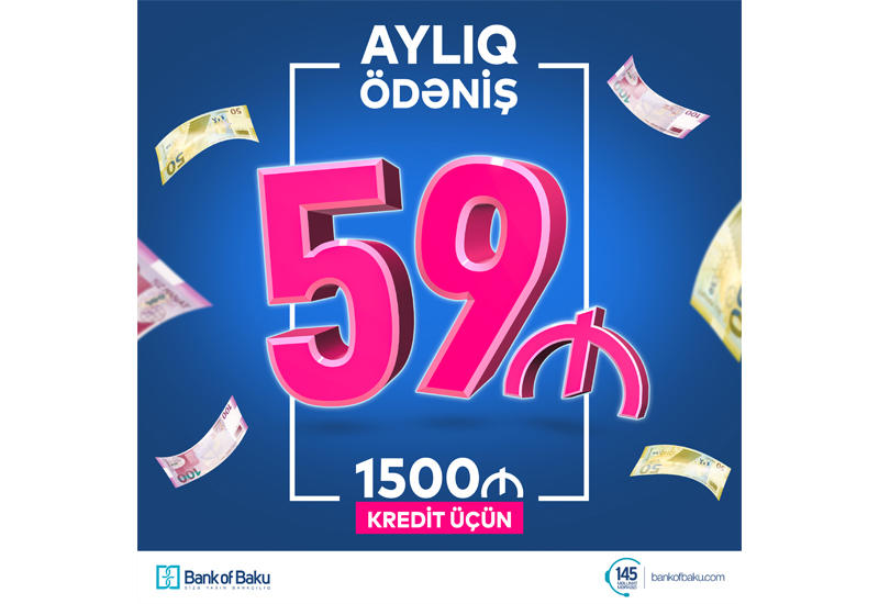 Bank of Baku-dan ayda 59 manat ödənişlə 1500 AZN KREDİT!