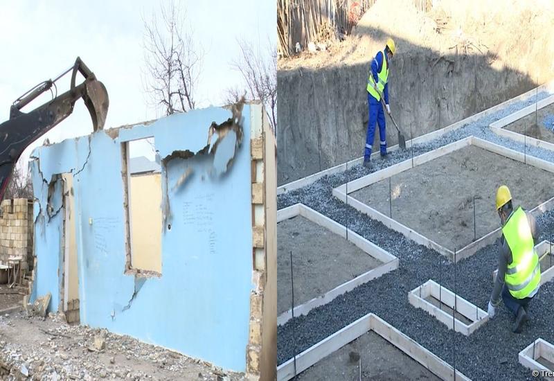 В Физули и Агдаме ликвидируется нанесенный армянами ущерб, строятся новые дома