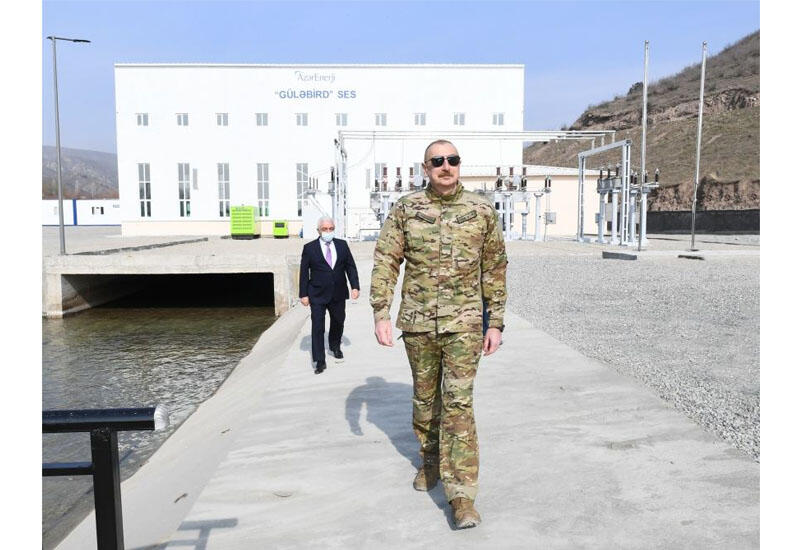Президент Ильхам Алиев принял участие в открытии Гюлябирдской ГЭС в Лачине