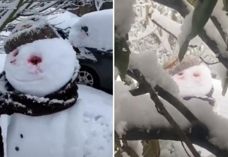Видео с "самым жутким снеговиком" стало вирусным в Сети