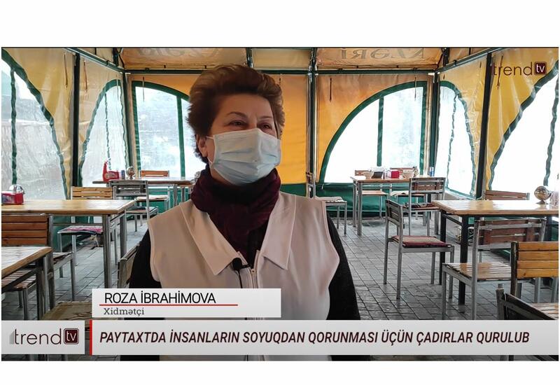 В связи со снежной погодой в Баку установлены палатки для обогрева