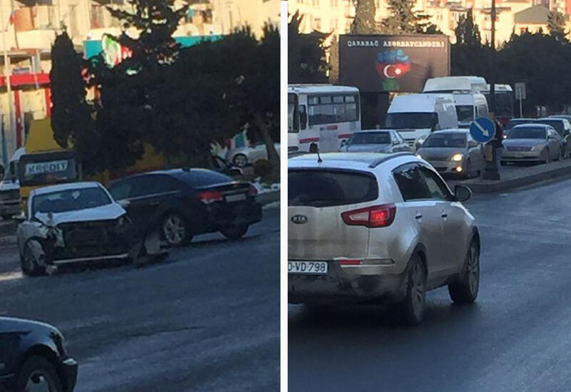 Bakıda yol qəzası tıxac yaradıb