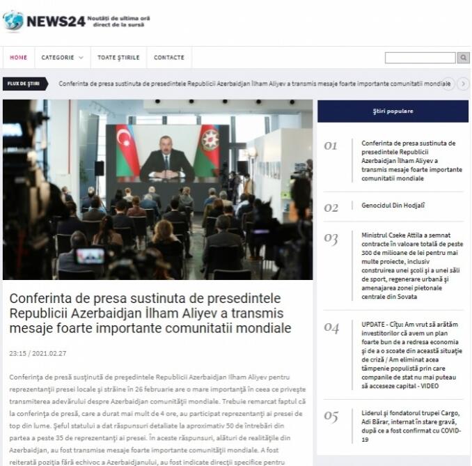 Пресс-конференция Президента Ильхама Алиева широко освещена зарубежными СМИ