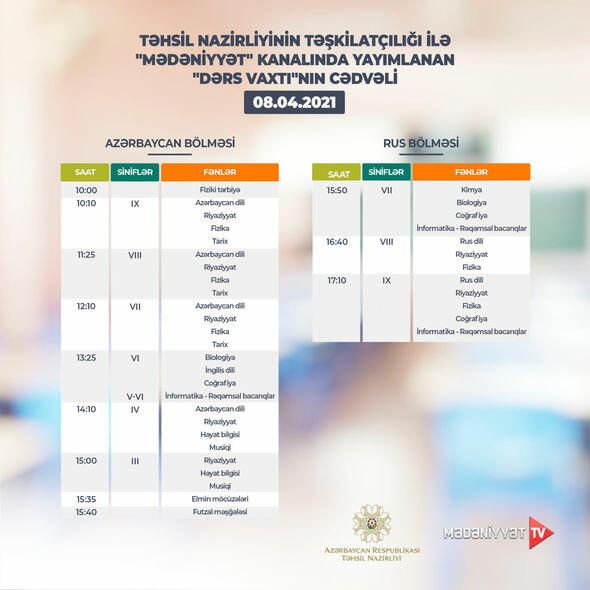 Расписание телеуроков на 8 апреля