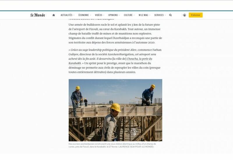 Ведущие французские компании опасаются, что не примут участие в осуществляемых в Карабахе крупных проектах