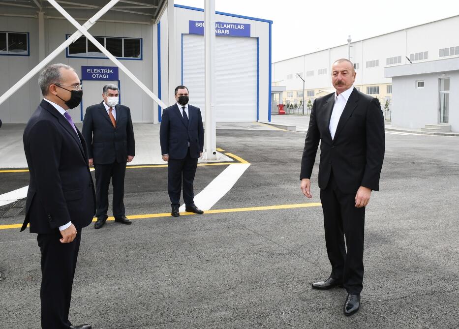 Президент Ильхам Алиев принял участие в открытии Гаджигабульского промышленного квартала