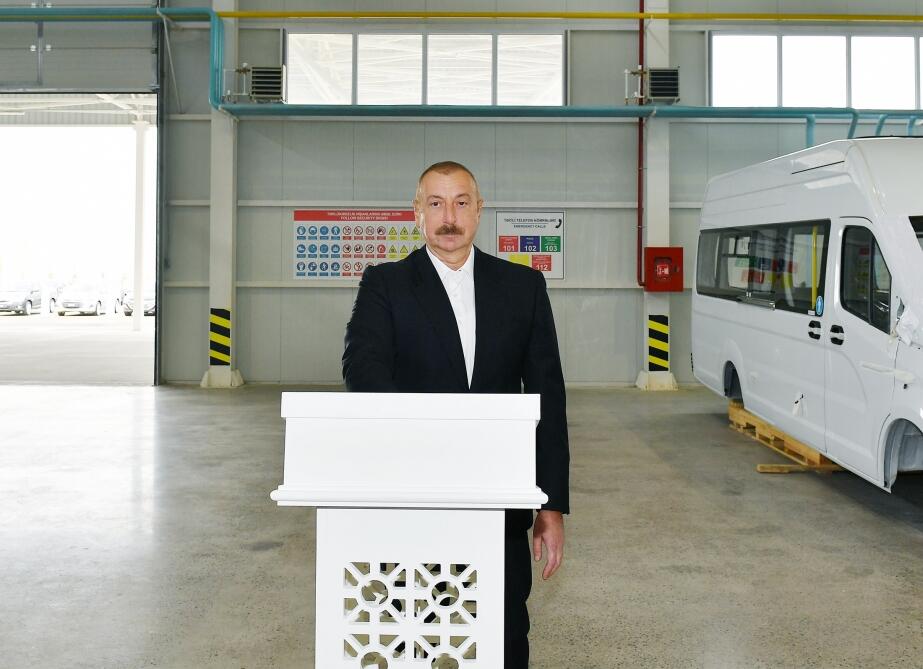 Президент Ильхам Алиев принял участие в открытии Гаджигабульского промышленного квартала