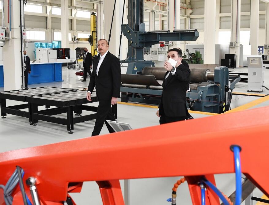 Президент Ильхам Алиев принял участие в открытии Гаджигабульского промышленного квартала