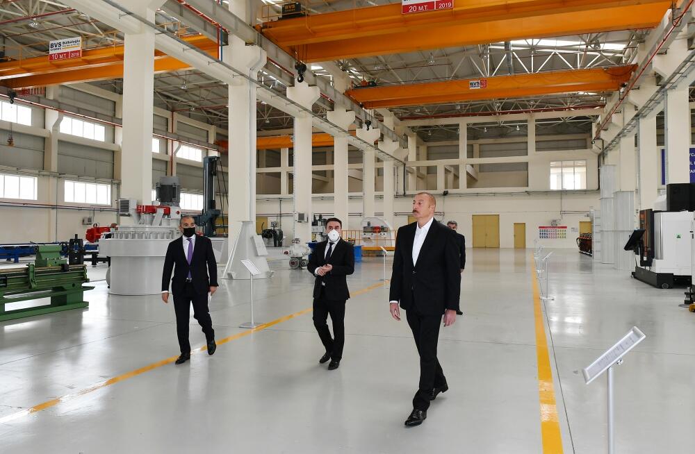 Президент Ильхам Алиев принял участие в открытии Гаджигабульского промышленного квартала