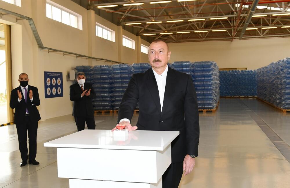 Президент Ильхам Алиев принял участие в открытии Гаджигабульского промышленного квартала