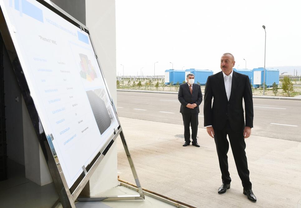 Президент Ильхам Алиев принял участие в открытии Гаджигабульского промышленного квартала