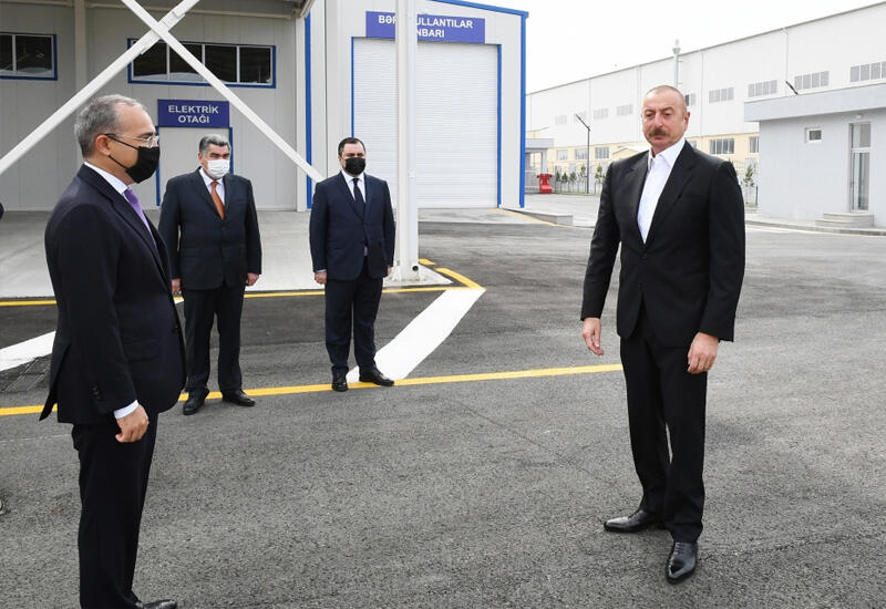 Президент Ильхам Алиев принял участие в открытии Гаджигабульского промышленного квартала