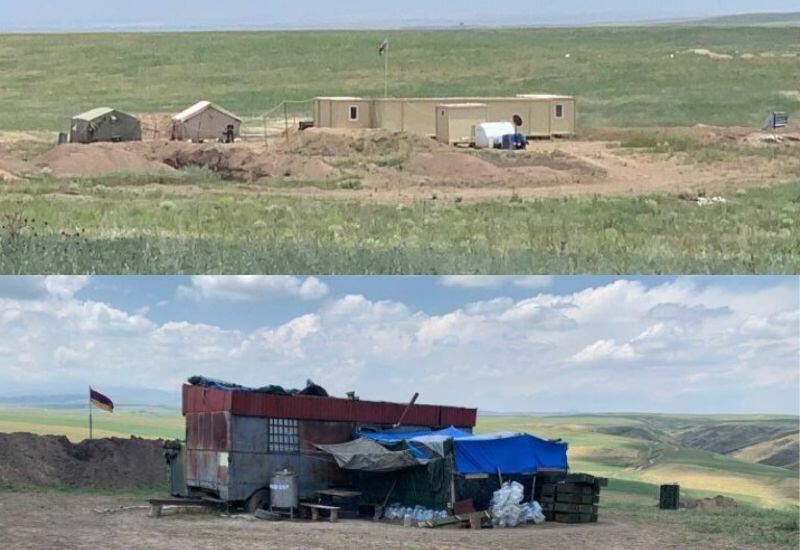 Посты азербайджанской и армянской армии на границе
