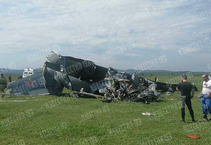 Первое видео с места крушения самолета в России