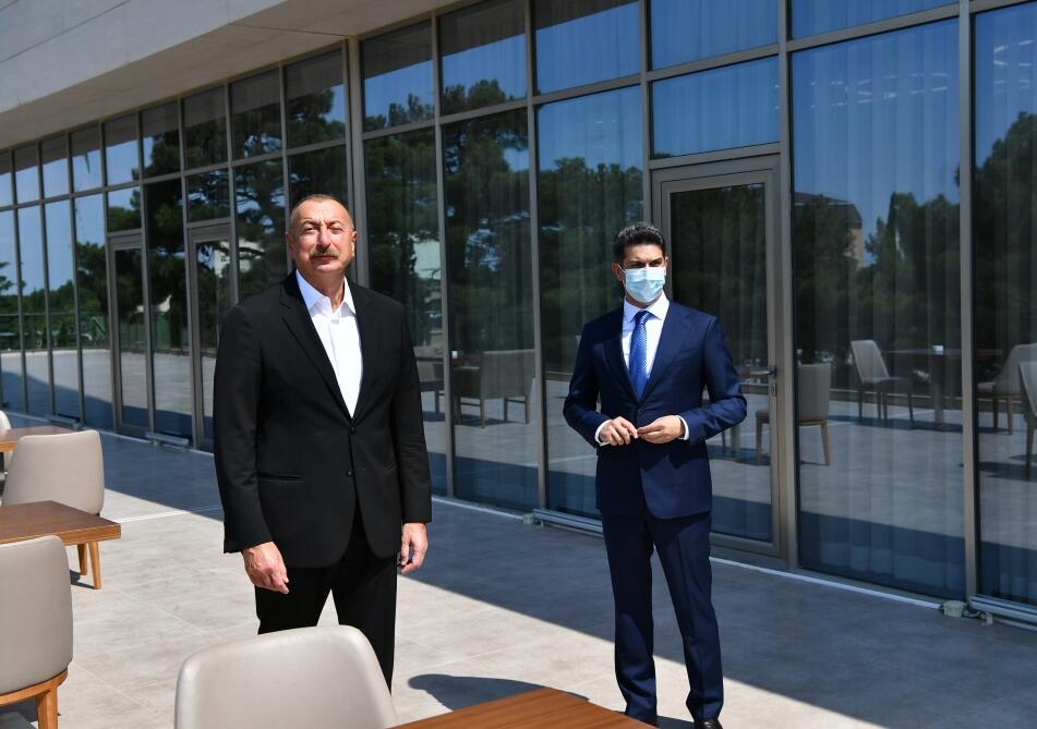 Президент Ильхам Алиев принял участие в открытии Нафталанского центрального санатория