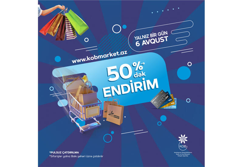 www.kobmarket.az onlayn satış portalında 50%-ə qədər endirim tətbiq olunacaq