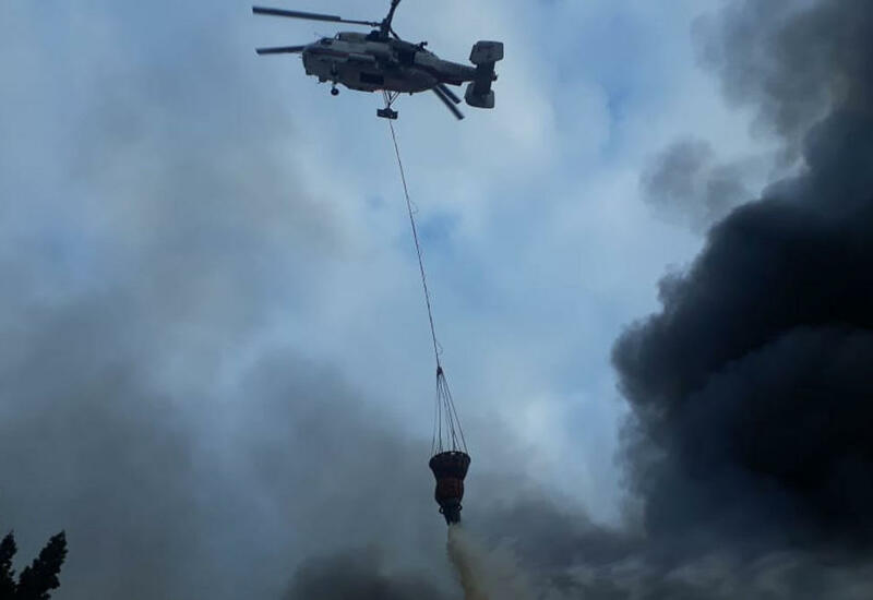 “Qalaaltı” yaxınlığındakı meşədə yanğının söndürülməsinə helikopter cəlb edildi