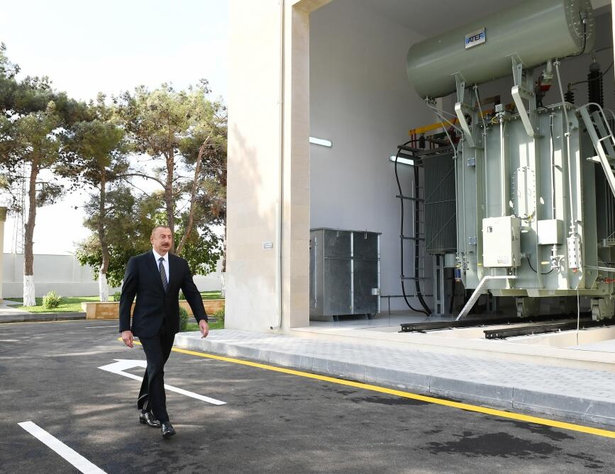 Президент Ильхам Алиев принял участие в открытии капитально реконструированной 110/35/6-киловольтной подстанции «Сураханы»